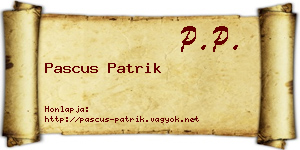 Pascus Patrik névjegykártya